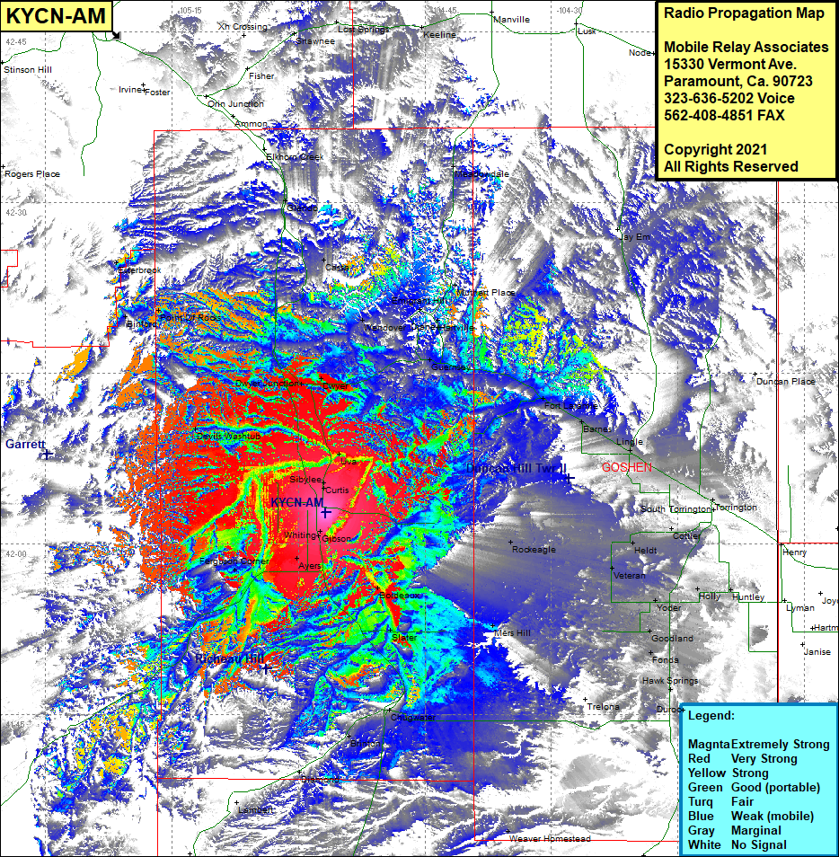 heat map radio coverage KYCN-AM